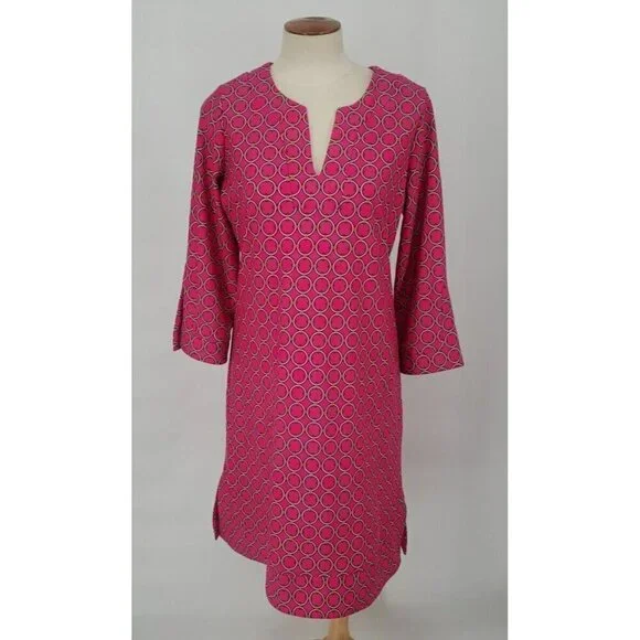 Jude Connally | Dresses | Jude Connally Megan Hot Pink Geometric Print  Tunic Dress 34 Sleeve Size Large | Poshmark
